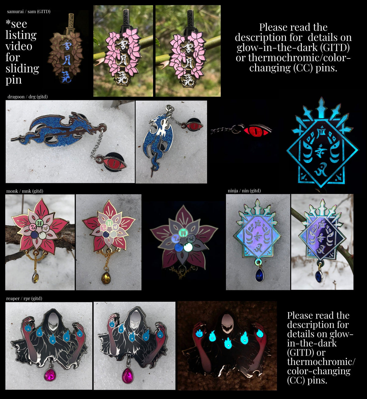 Maximalist Classes - FFXIV Inspired Enamel Pins